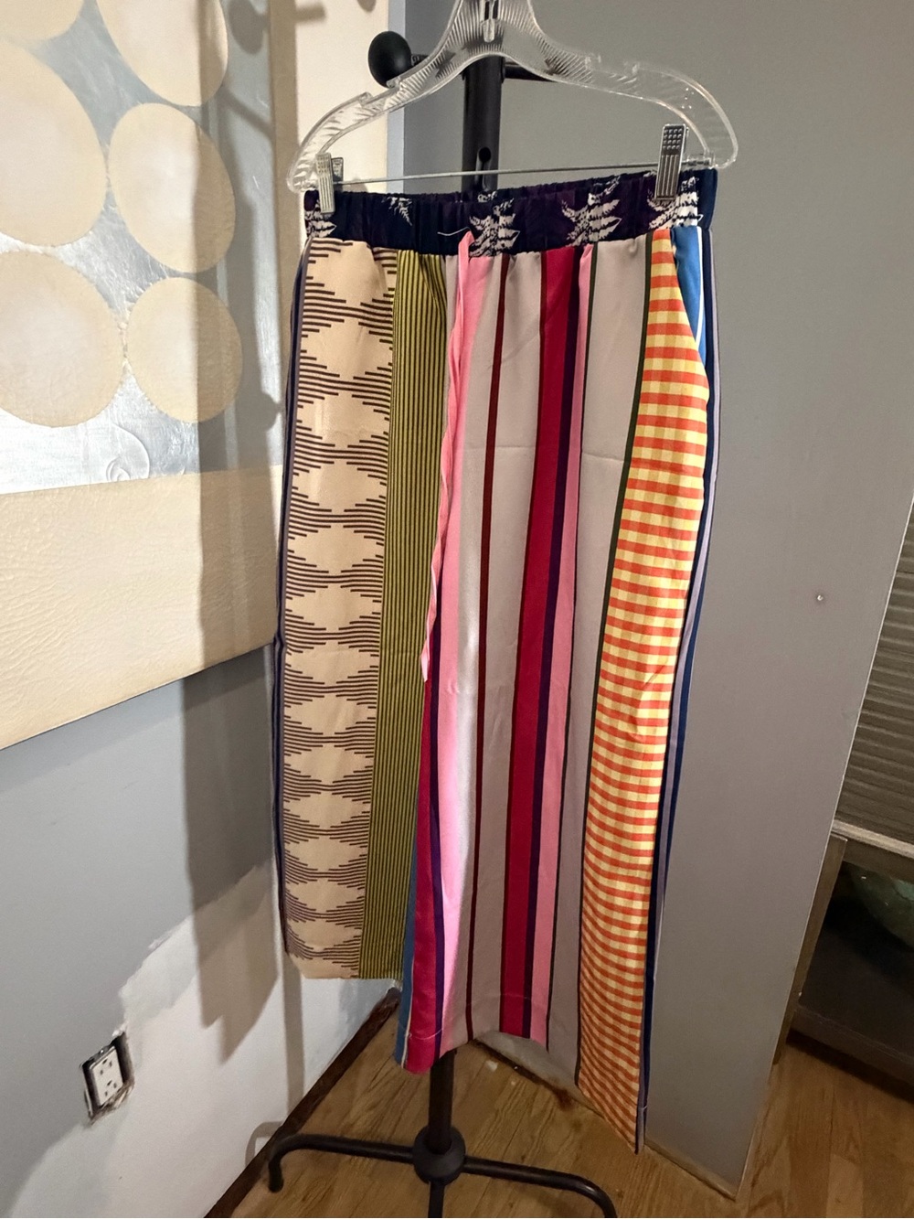 Multicolor Striped Panel Pants - Vibrant Vertical Panels